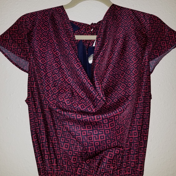 Like New! Yumi Geo Print Cowl Neck Dress - Picture 5 of 11